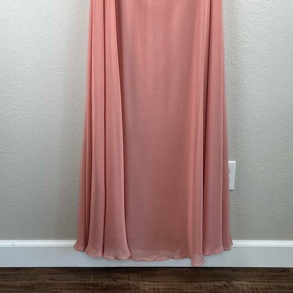 After Six Desert Rose Draped One Shoulder Maxi Dress Gown Scarf Bow 12/Med NWT - Picture 8 of 14